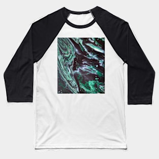 Nephrite Night Tide - Abstract Acrylic Pour Painting Baseball T-Shirt